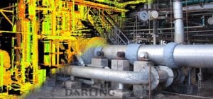 A 3d scanned makeup of pipes and scaffolding