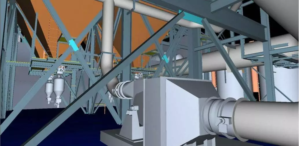 3d scan detail of a model boiler area