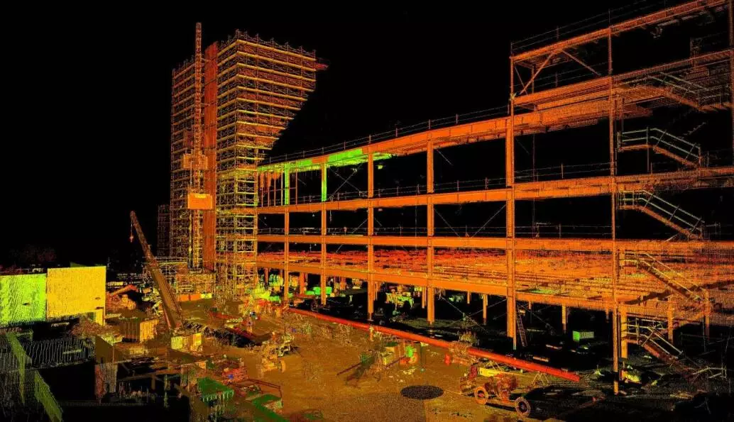 3D as-built model of a parking garage during construction