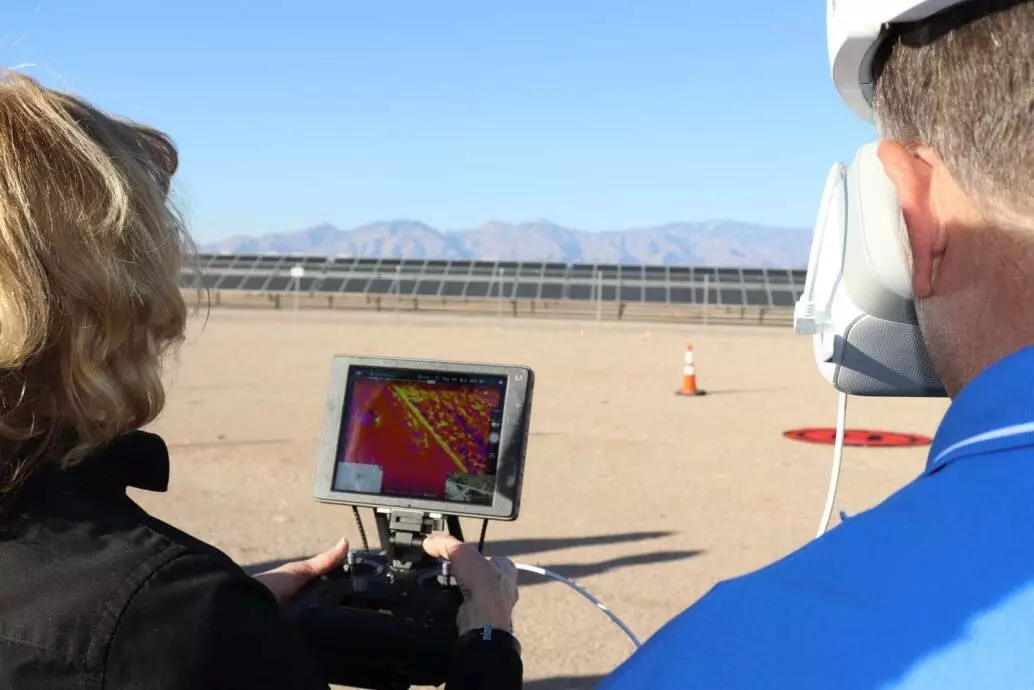 Mary Darling showing client drone controller