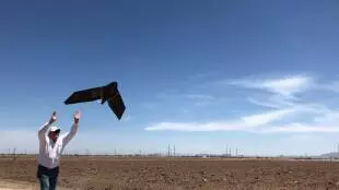 Rich Darling launches a drone for a surveying project in Arizona