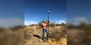 Rich Darling using a 3D laser scanner to stake a mining claim