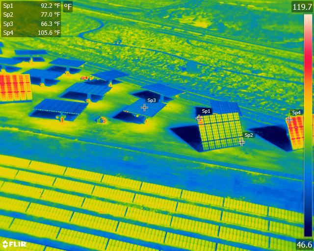FLIR thermal image captured from UAV topographic mapping project of solar farm in northern Arizona.