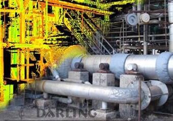 A 3d scanned makeup of pipes and scaffolding
