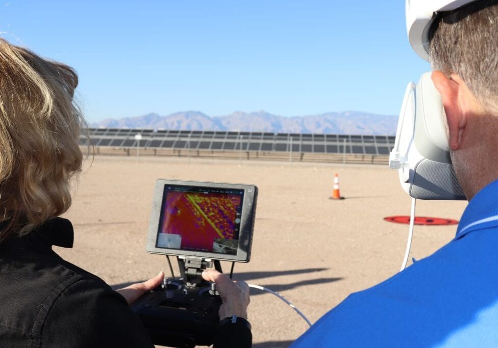 Mary Darling showing client drone controller