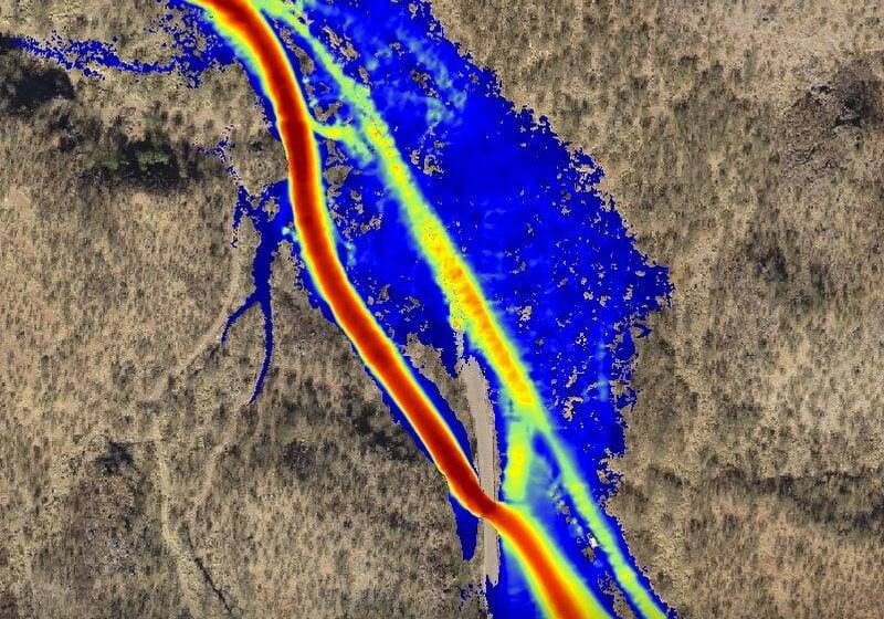 aerial view of flood simulation